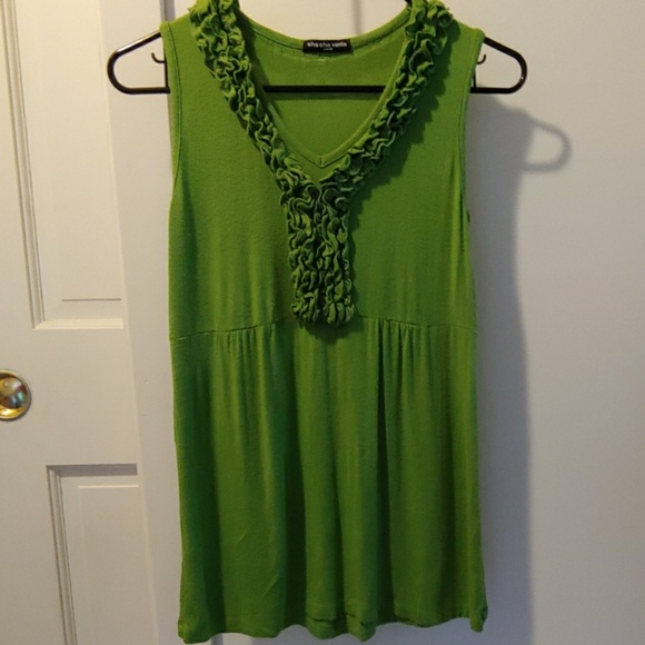 Green Sleeveless Cha Cha Vente Blouse - Picture 2 of 6